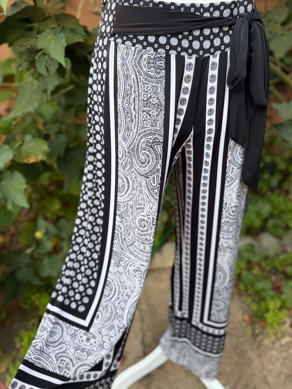 INC International Concepts Black & White Office Siren Wide Leg Pants Sizs MP